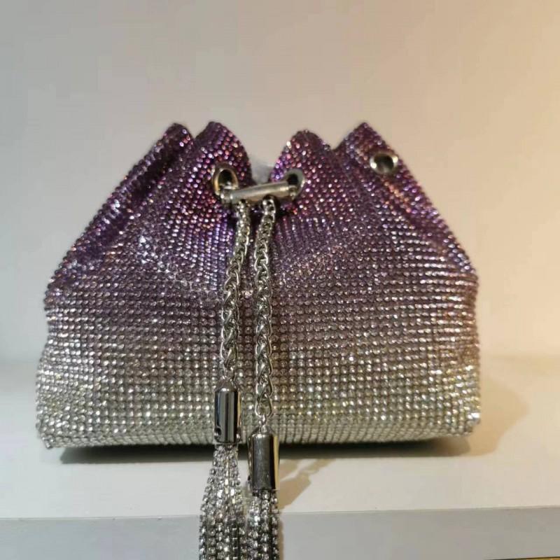 2026 Womens Crystal-Embellished Crossbody Bag Fringe Detail Small Square Shoulder No Top Handle