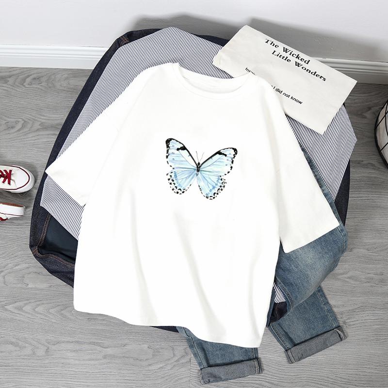 Übergroße T-Shirts Damen Schmetterlingsdruck T-Shirt Sommer Kurzarmshirt Harajuku Mode Grafik-Tops Damen T-Shirt Kleidung