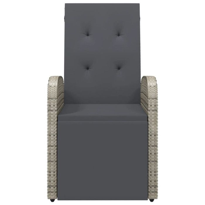 319538 vidaXL Chaises de jardin inclinables coussins 2pcs Gris Résine tressée