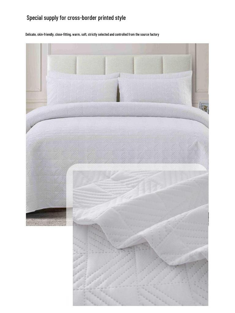 Ultrasonic Double-Sided Quilted Plaid Bedspread Set with Brushed Fabric
