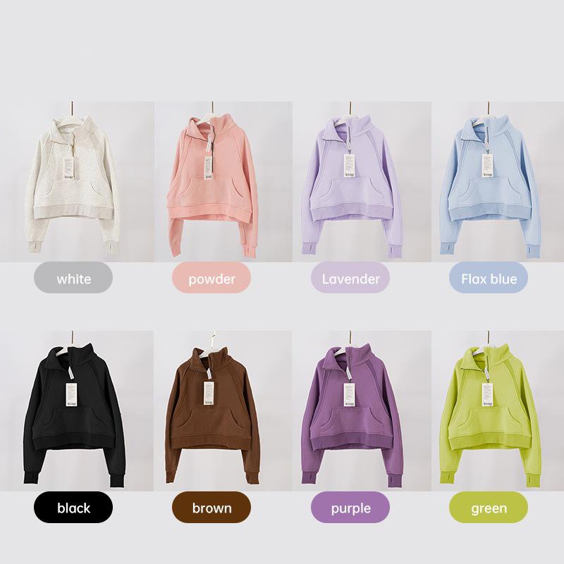 Women's High Collar Thick Sweater: Long Sleeve, Half-Zip, Loose Fit for Jogging, Fitness & Yoga In Autumn and Winter.
