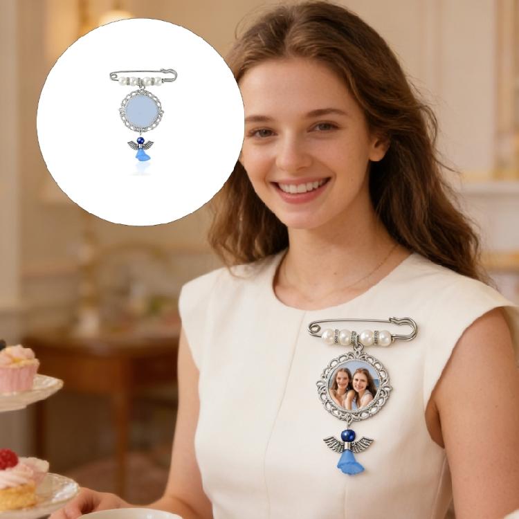 Artistic Two Sided Adhesive Photo Locket With Vintage Floral Angelic Designs