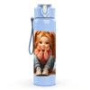 1PC Little Girl Butterfly Surround Portrait 750ml Color Plastic Sports Water Bottle Leakproof Flip Straw Lid Suitable for Sports Office Home Use