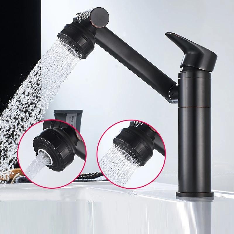 Multifunction Bathroom Faucet Gold Sink Faucet Hot Cold Water Mixer Crane Deck Mounted Universal Water Taps Black White