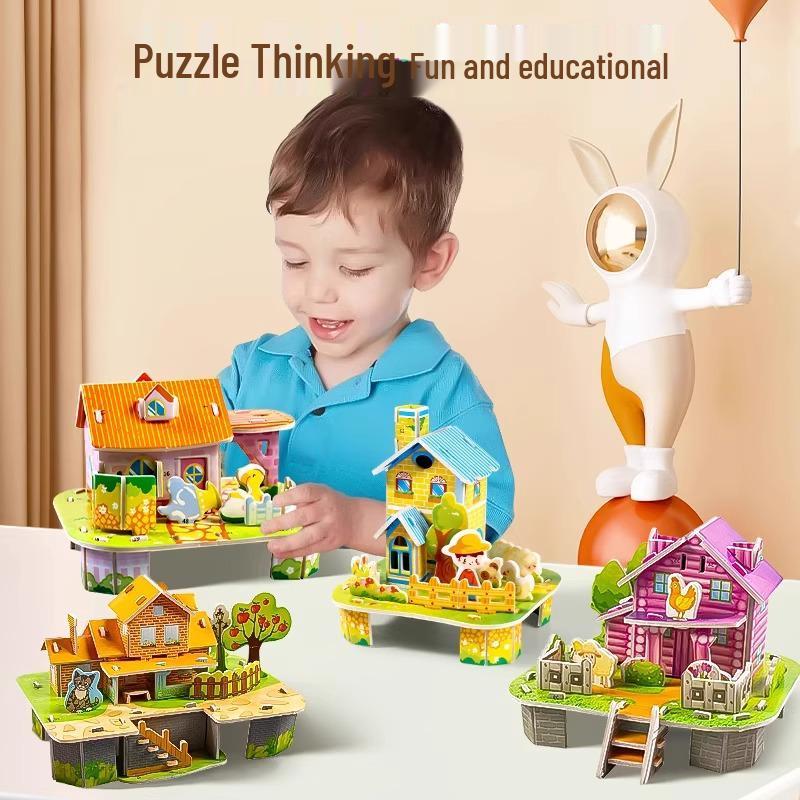 3D Puzzle House Model DIY Educational Toy for Kids Aged 3-6+