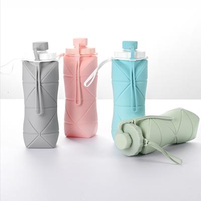 600 ml faltbare Silikon-Sportwasserflasche im Freien, Reisen, tragbarer Wasserbecher, Laufen, Reiten, Camping, Wandern, Kettl