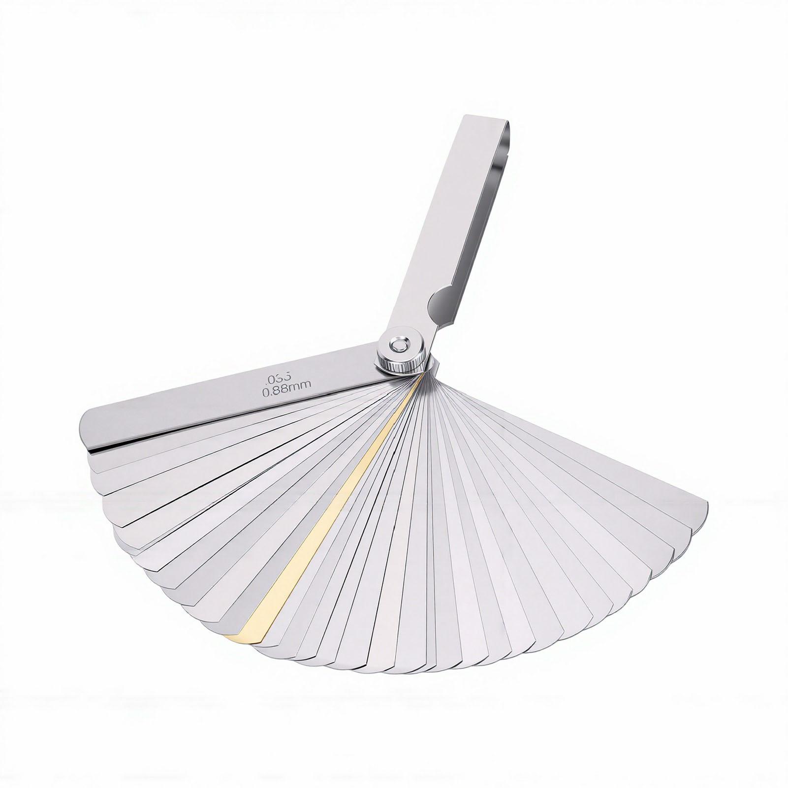 32 Blade Feeler Filler Gauge Stainless Steel Dual Marked Metric and Imperial Gap Measuring Tool