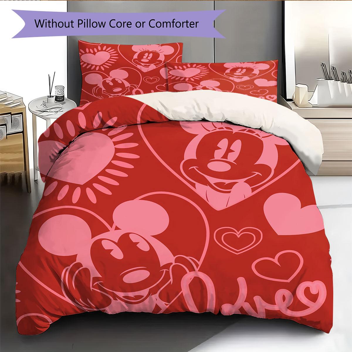 

Romantic Red Mickey & Minnie Mouse Couple Print Comfort Bedding Set – The Perfect Choice for Decorating A Child s Bedroom. 135x200cm