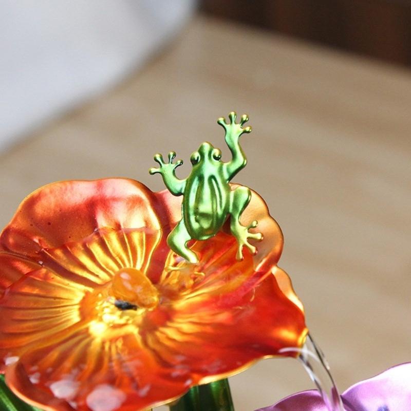 Schreibtischbrunnen Indoor Wasserfallbrunnen Blumen-Thema 3-stufig Tischbrunnen Heimdeko für Meditation Entspannung