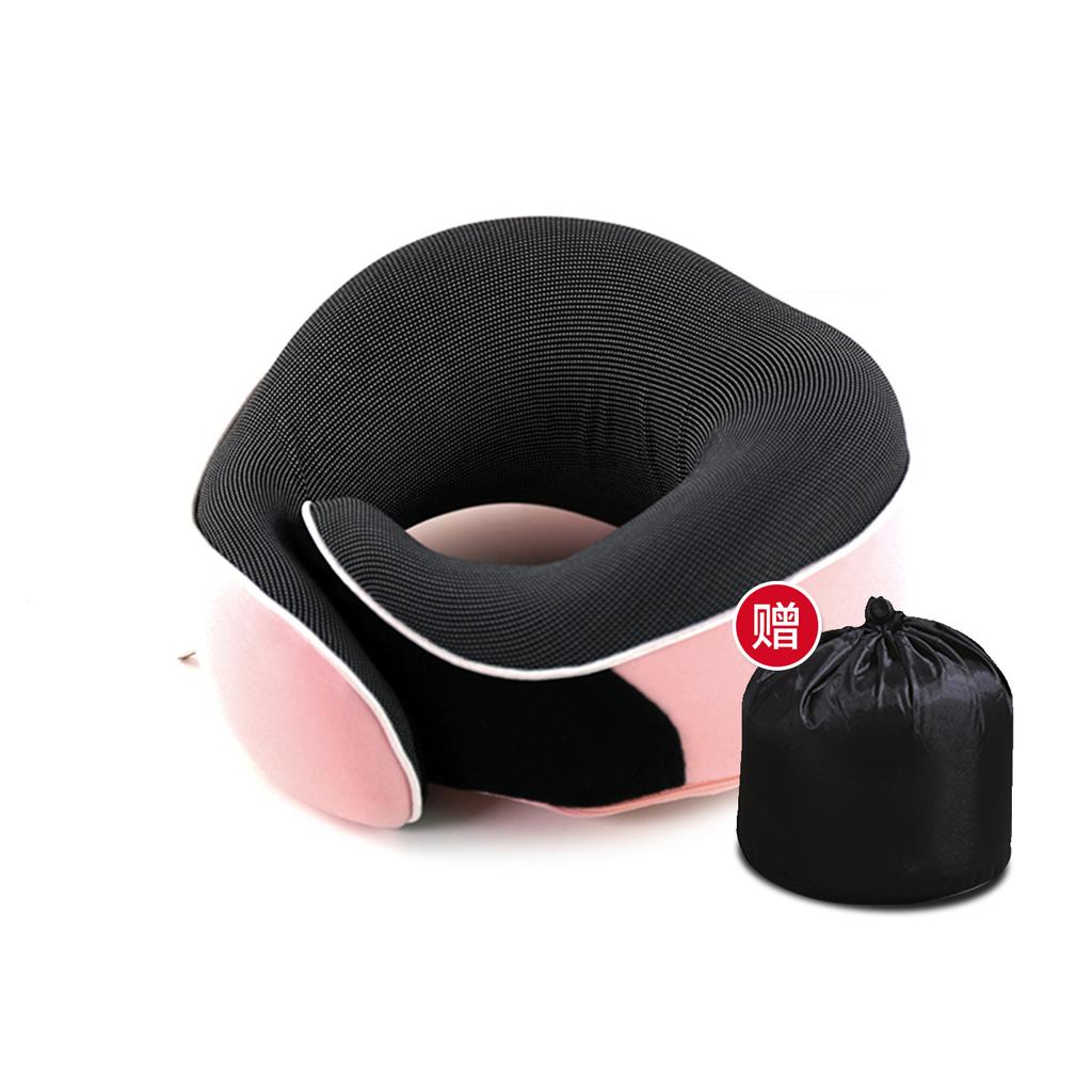 Memory Foam Travel Pillow Portable - U Shape Neck Support Pillow with Removable Cover, Collapsible for Airplane, Car, Office