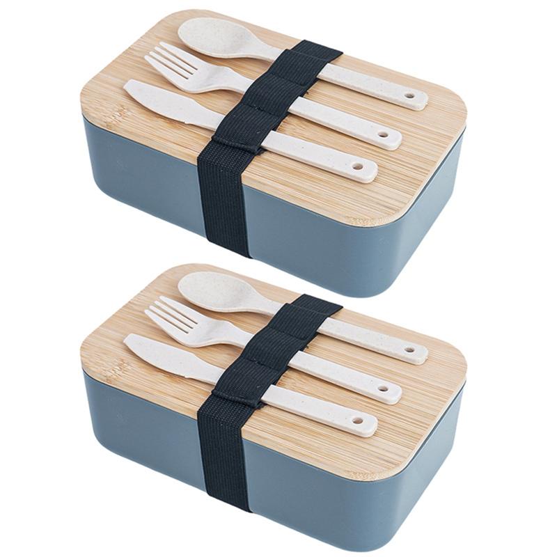 Portable Lunch Box Bamboo Wooden Lid Lunch Insulation Box Office Worker Japanese Sushi Lunch Box
