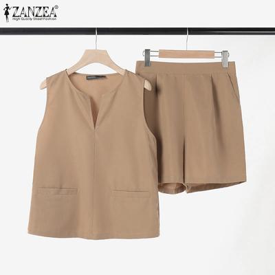 Women Sleeveless Tank Tops and Shorts Summer Two Piece Suit Sets