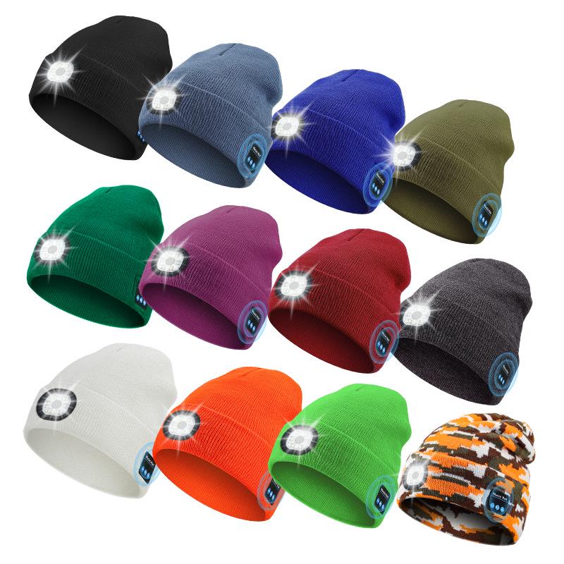 LED Luminous Knitted Headlamp Hat for Outdoor Activities