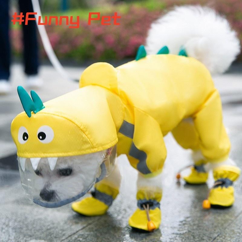 

Dog waterproof quick-dry Raincoat Include traction Hole gridding inside breathability Keep away skin disease For Diff Weight S(1.5kg-2.5kg) жовтий