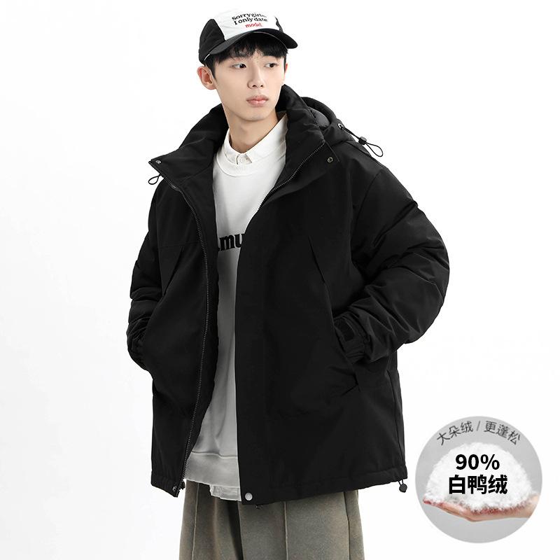 

Spring and Autumn New Men s Korean Color-Blocked Hooded Down Jacket Couple Stylish Hooded Jacket M