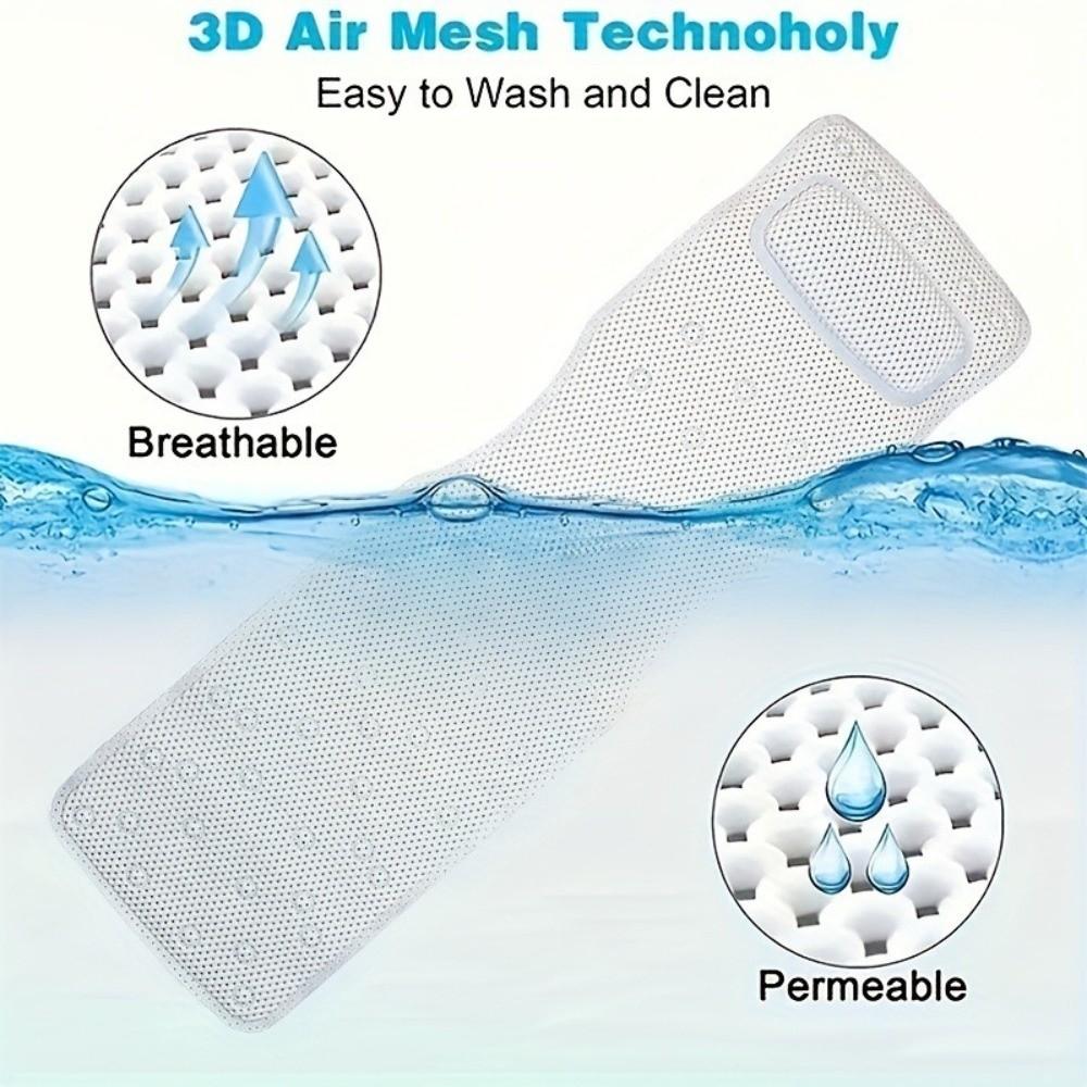 New Large Size Bathtub Pillow Non-Slip with Suction Cup Bath Cushion Mat 36x127cm Full Body Rest Bathing Pillow Daily Use