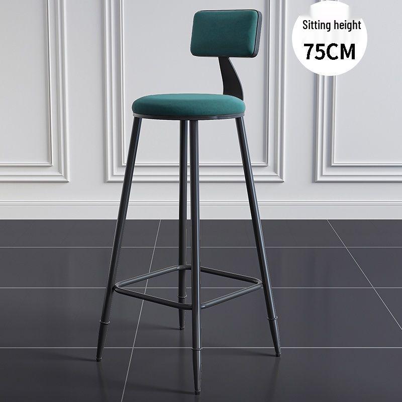 Modern Wrought Iron Bar Stool with Backrest - High Stool for Dining, Light Luxury Design