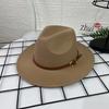 French Top Hat Men's Autumn and Winter Big Edge Hat Back Edge Felt Hat Panama Flat Edge Jazz Hat British Hat Wool Hat