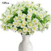 10pcs Artificial Daisies Flowers Outdoor Fake Plastic Plants UV Resistant Faux Greenery Shrubs Greenery for Hanging Planters
