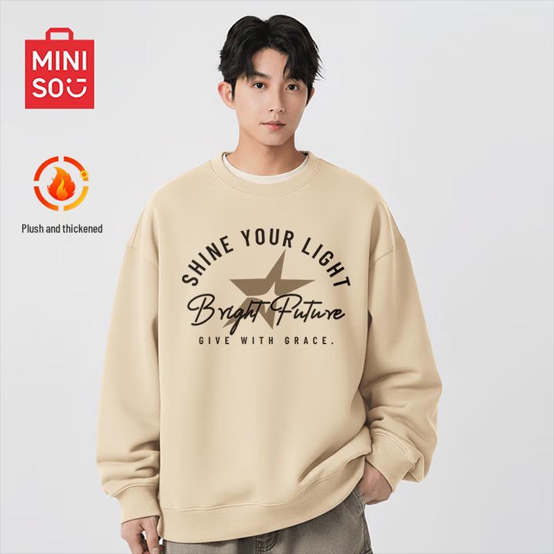 

MINISO Мужской утолщенный свитшот с круглым вырезом и подкладкой из овечьей шерсти XL