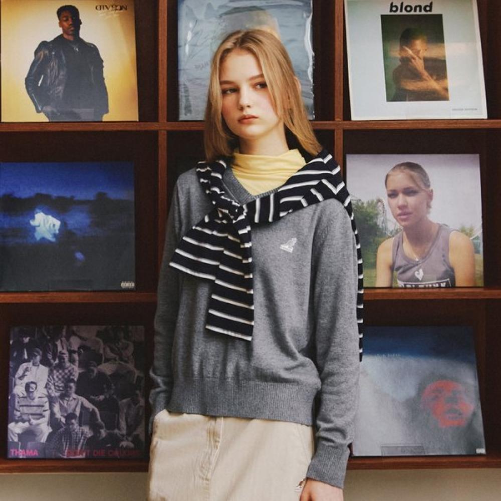 Kangol Women S V Neck pulloVer Melange Gray 1911 LA