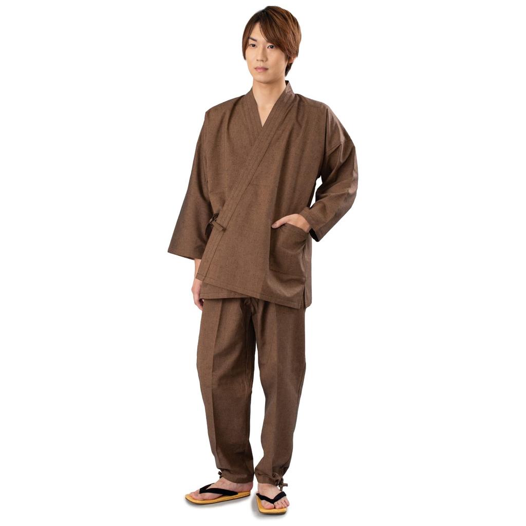 Tsumugi Jednobarevné [Ai Ai] Samue, Honkurume-ori, (6 k dispozici) (LL, Brown)