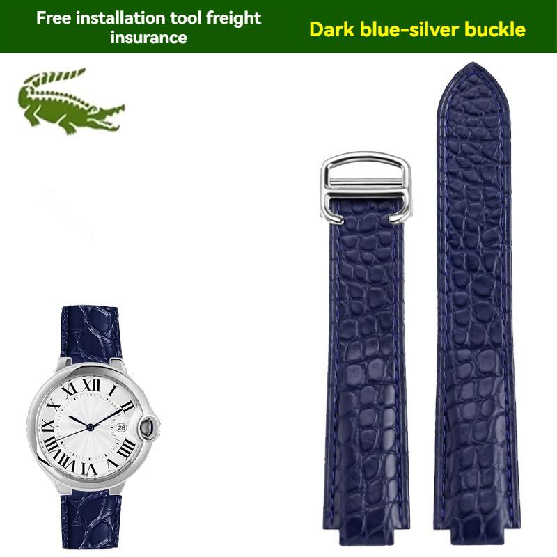 Crocodile leather watch strap For Cartier blue balloon WSBB0025 W69012Z4 14-8mm 16-8mm 18-11mm 20-12mm 22-14mm convex watchband