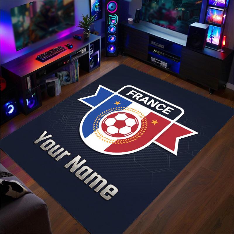 Crystal Velvet Rug France national football team Print Custom Name Text Floor Mat Home Decor