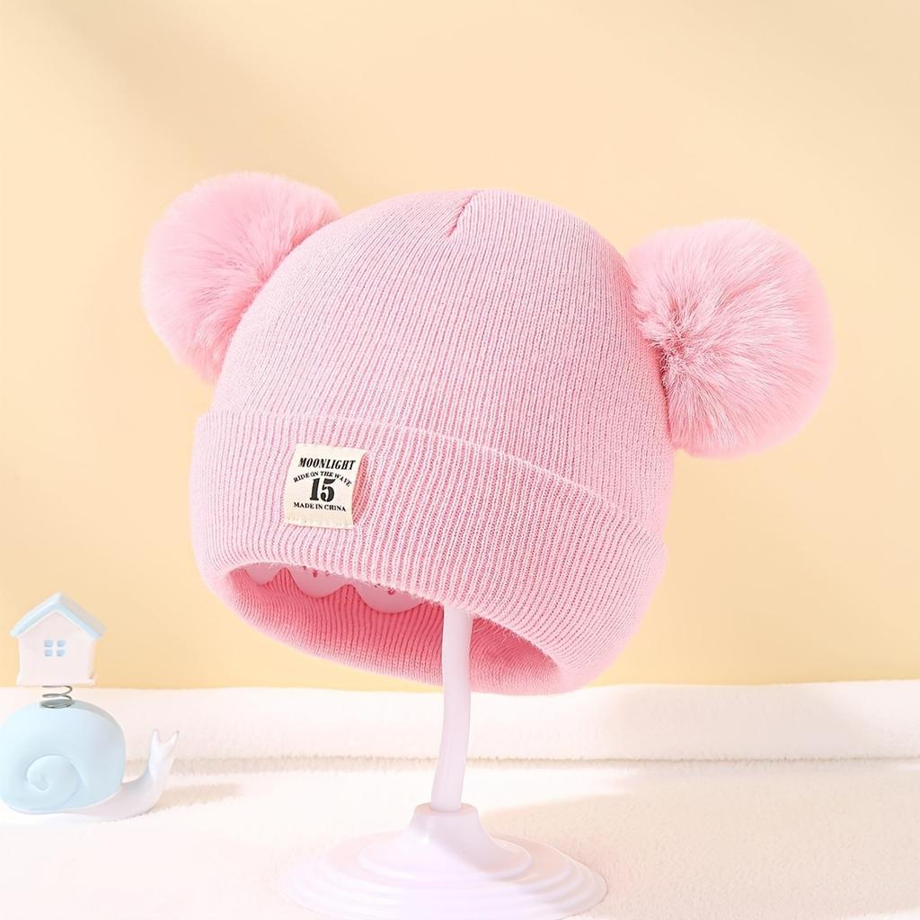 New Cute Beanie Cap Autumn Winter Knitted Pullover Hat Toddler Thicken Ear Protection Cap