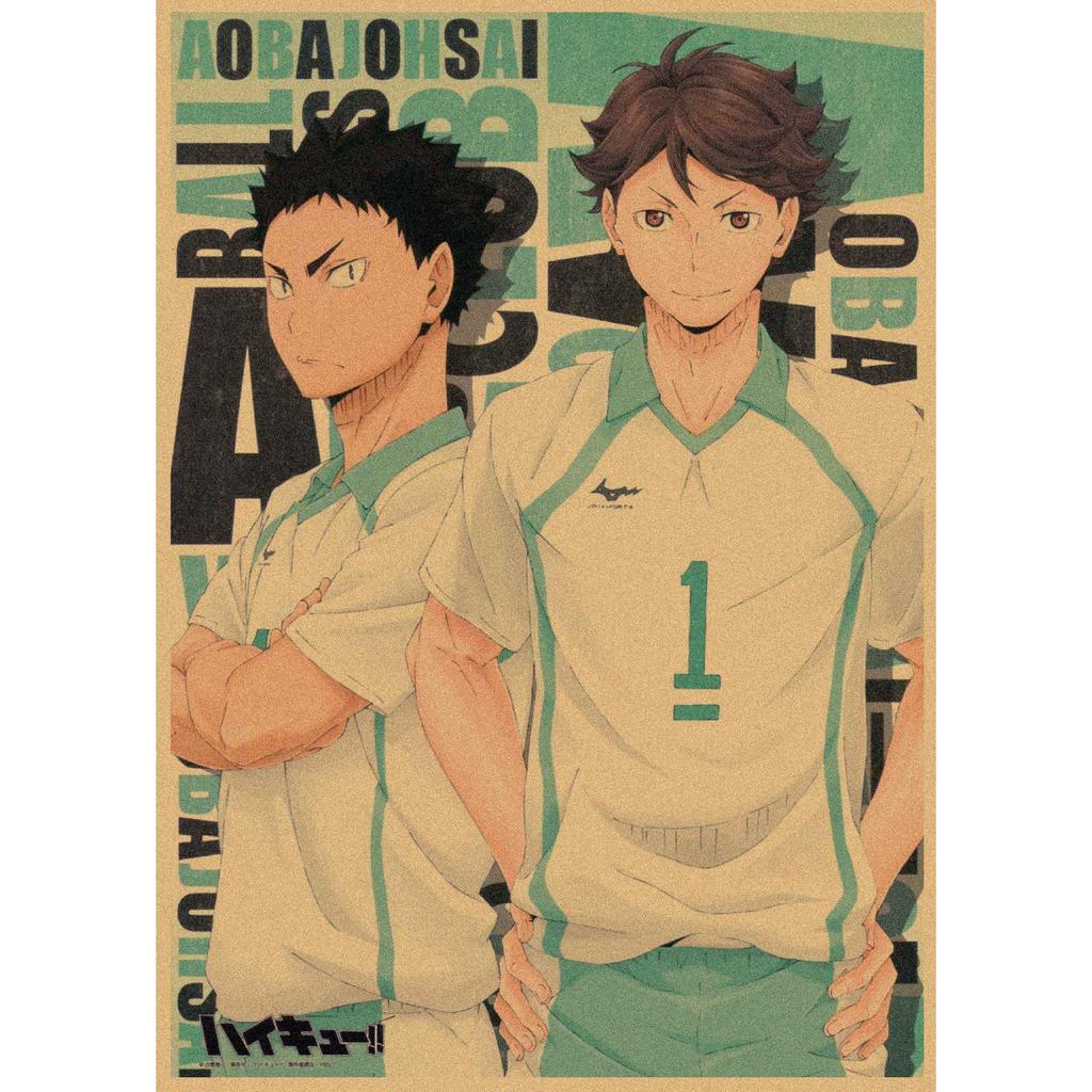 Haikyuu!! Retro Kraft Poster: Hinata Shoyo & Kageyama Tobio Decorative Wall Art