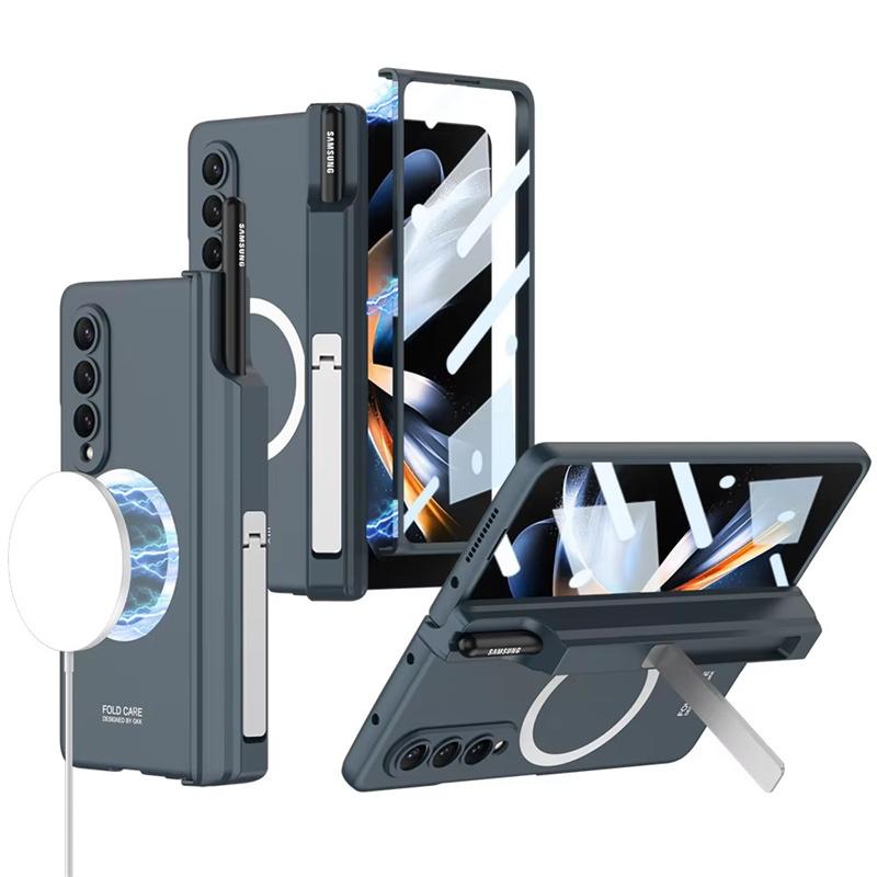 For For Samsung Galaxy Z Fold 7 6 5 4 3 5G Case Magsafe Wireless Charging Magnetic Hinge Pen Holder Stand Screen Protect Film Cover