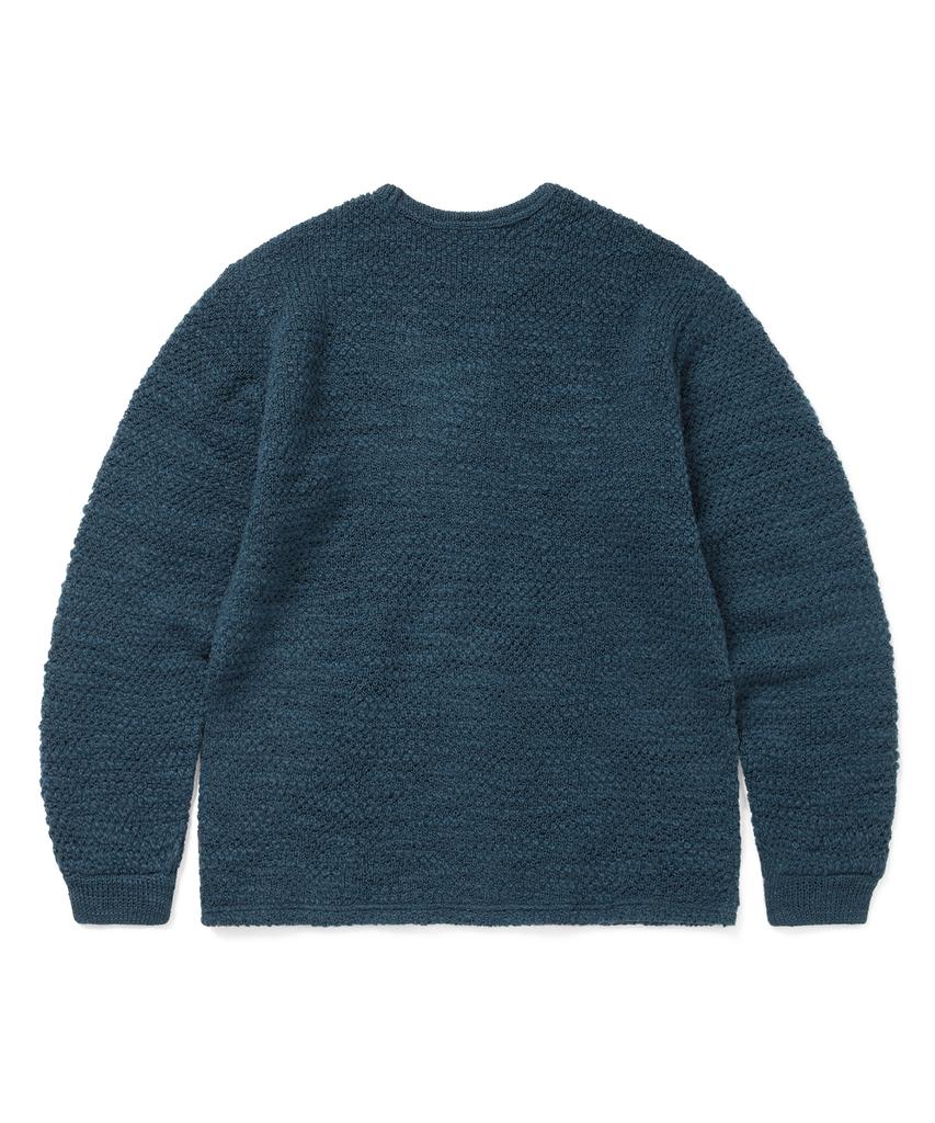 THISISNEVERTHAT Wool Crochet Knit L/S Crew Blue