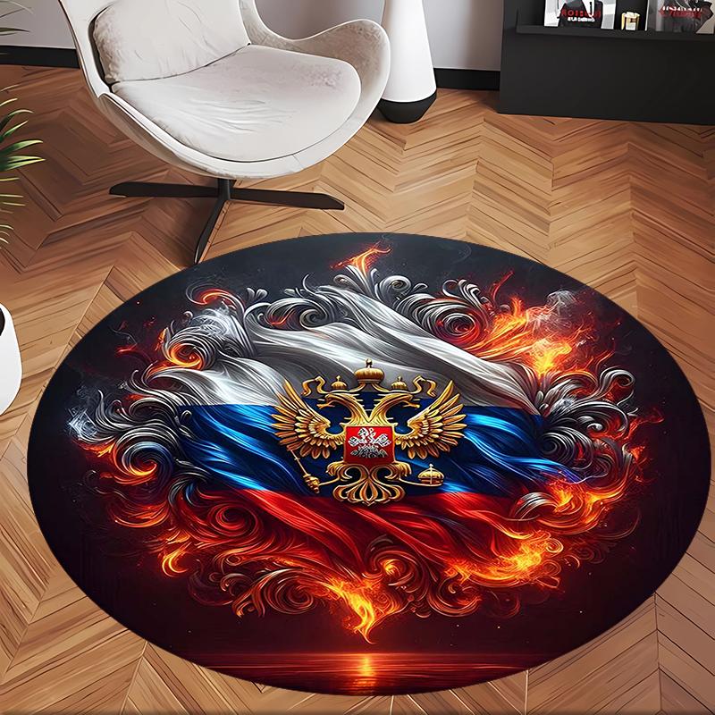 Russian Double Headed Eagle (1) Round Office Rug Decorative Floor Rug for Office Bedroom Living Room and Home Space
