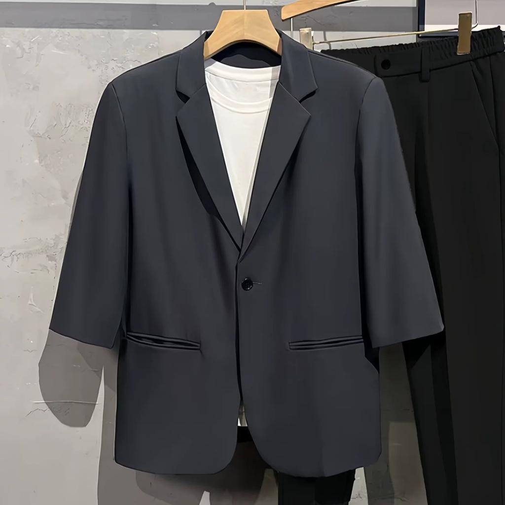 All-Match-Blazer Modischer Herren-Schlicht-Einfarbiger Kurzarm-Lässiger Gut Sitzender Oberteil-Anzugmantel Übergröße