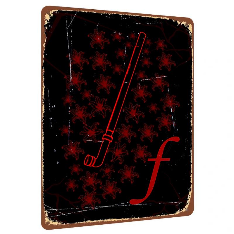 

Mysterious Red Flute and Flower Pattern Metal Iron Painting Home Wall Decor Art Hanging Painting 20x30cm（7.8x11.8inch）