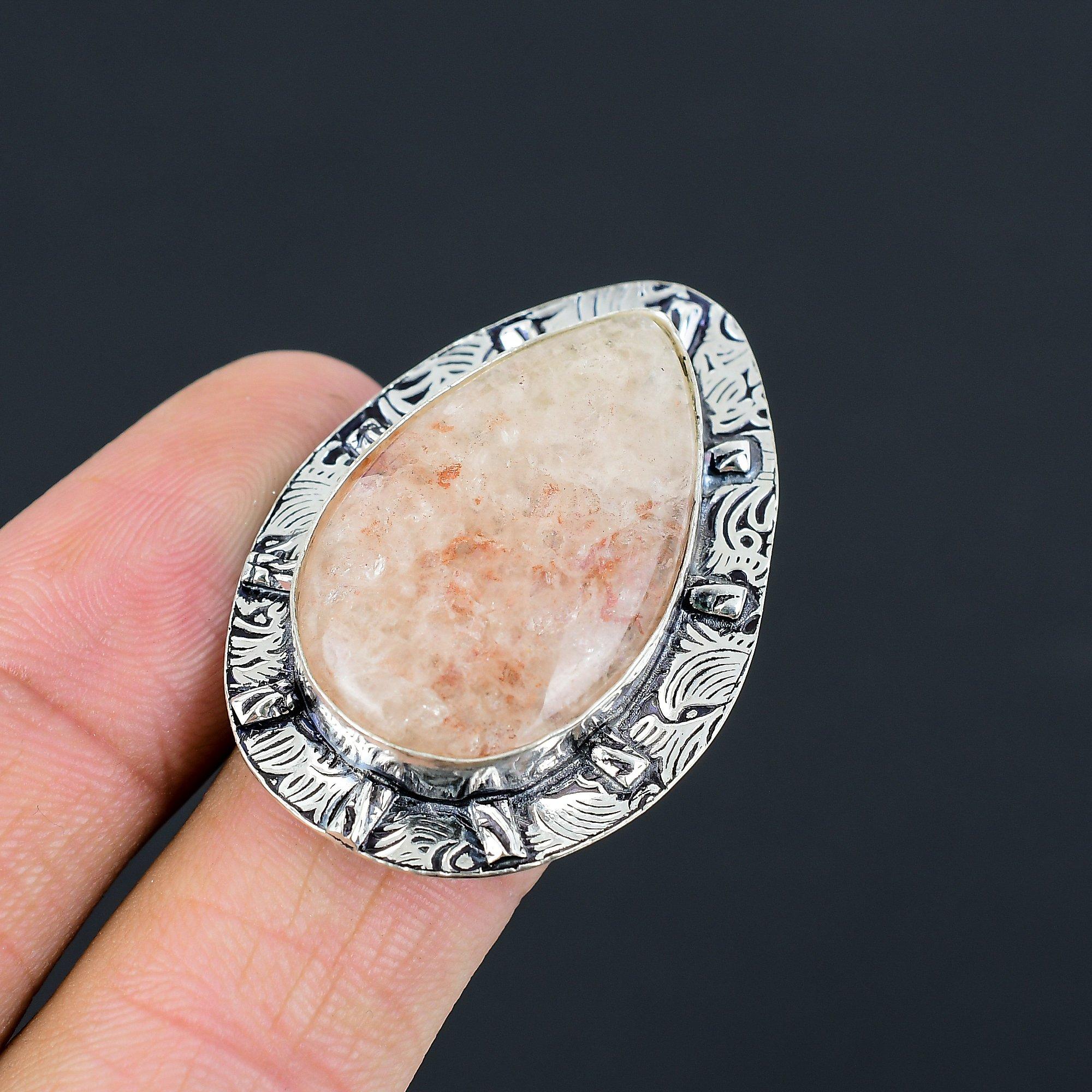 Natural Elestial Quartz Gemstone 925 Silver Stackable Ring Size 6.5 For Women 6.5