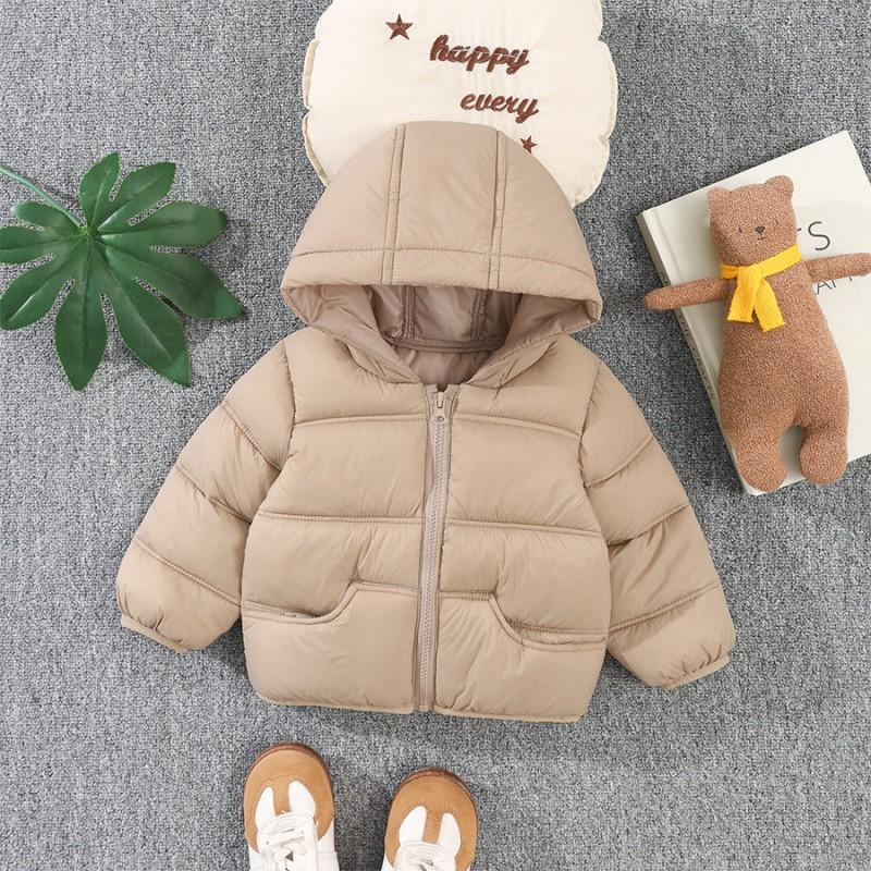 Kids Winter Puffer Jacket With Hood Soft Thick Cotton-Padded Coat Boys Girls 90-130cm