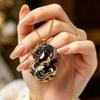 1Pcs Vintage Jewelry Ethnic Auspicious Gourd Blue Imitation Jade Pendant Necklace For Women Traditional Outfit Accessory Gift