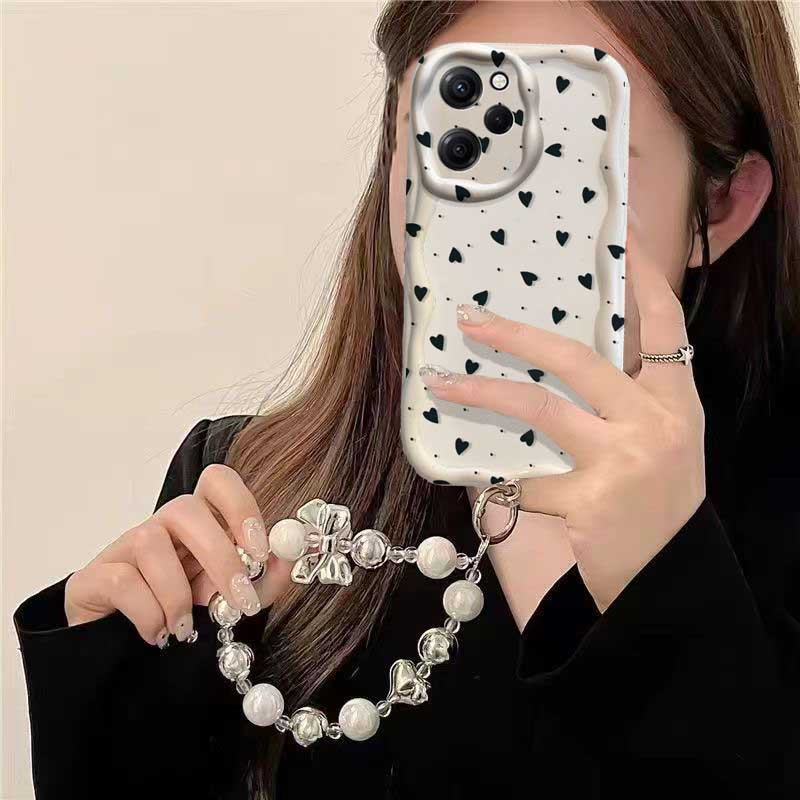 Case For Vivo V60 V40 V50 Lite Y31 5G Y33S Y21S Y28 4G Y17S Y04 Y03 Y29S Y28S Y18 Y400 Bracelet Chain Fashion Love Heart Cover