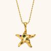 Dingran  Custom Fashionable Stainless Steel Gold Plated Geometric Zirconia Starfish Pendant Necklace