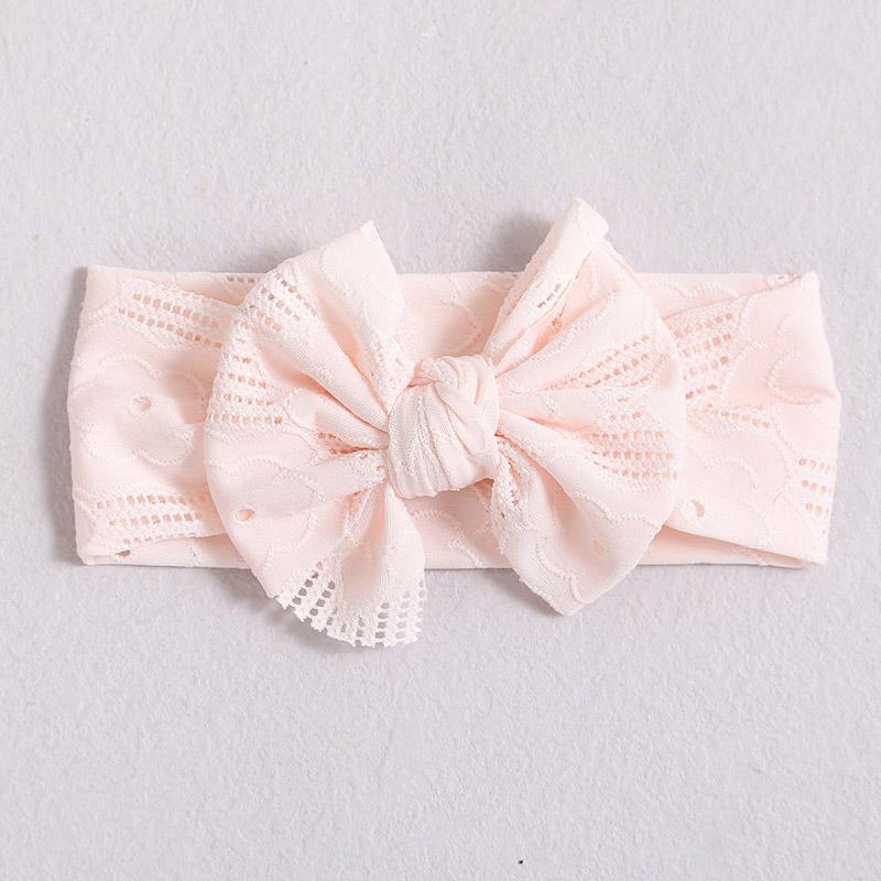 Hollow Bow Baby Headband Solid Color Nylon Elastic Wide Hairbands 0-2Year Boy Girl Bowknot Headdress Kids Hair Accessories