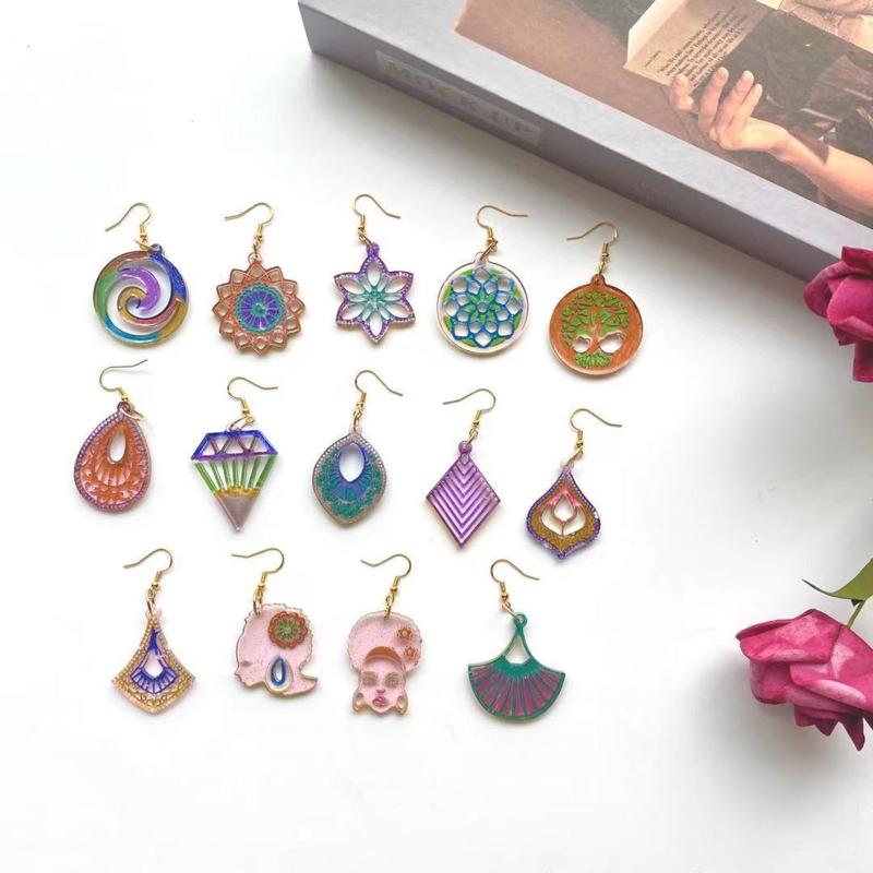 1PC Creative Silicone Casting Molds Necklace Molds Suitable for Necklace and Earrings with Heart Flower Shape Pendant