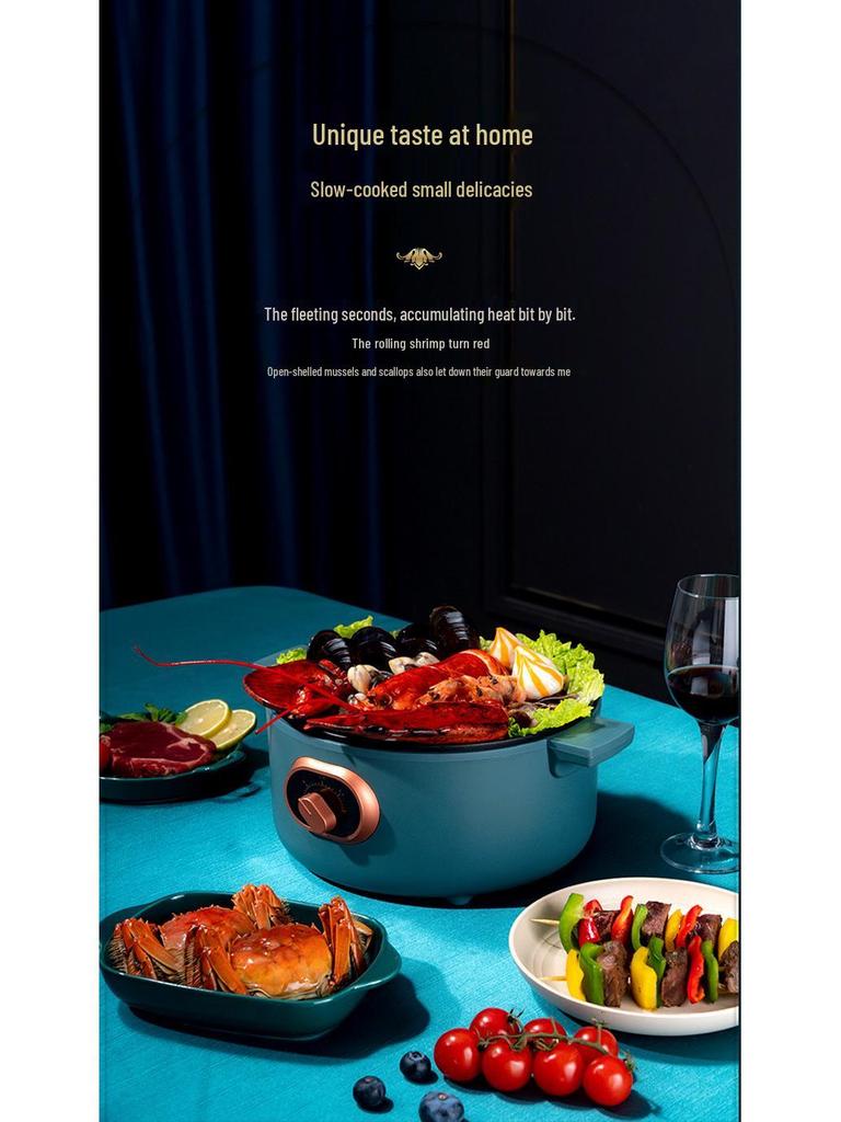 Oală electrică multifuncțională de 3L și tigaie pentru cămine - Perfectă pentru tăiței și multe altele.