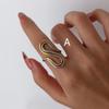 French Retro S-Shaped Luxury Open Finger Snake Ring for Women - Non-Fading Stainless Steel