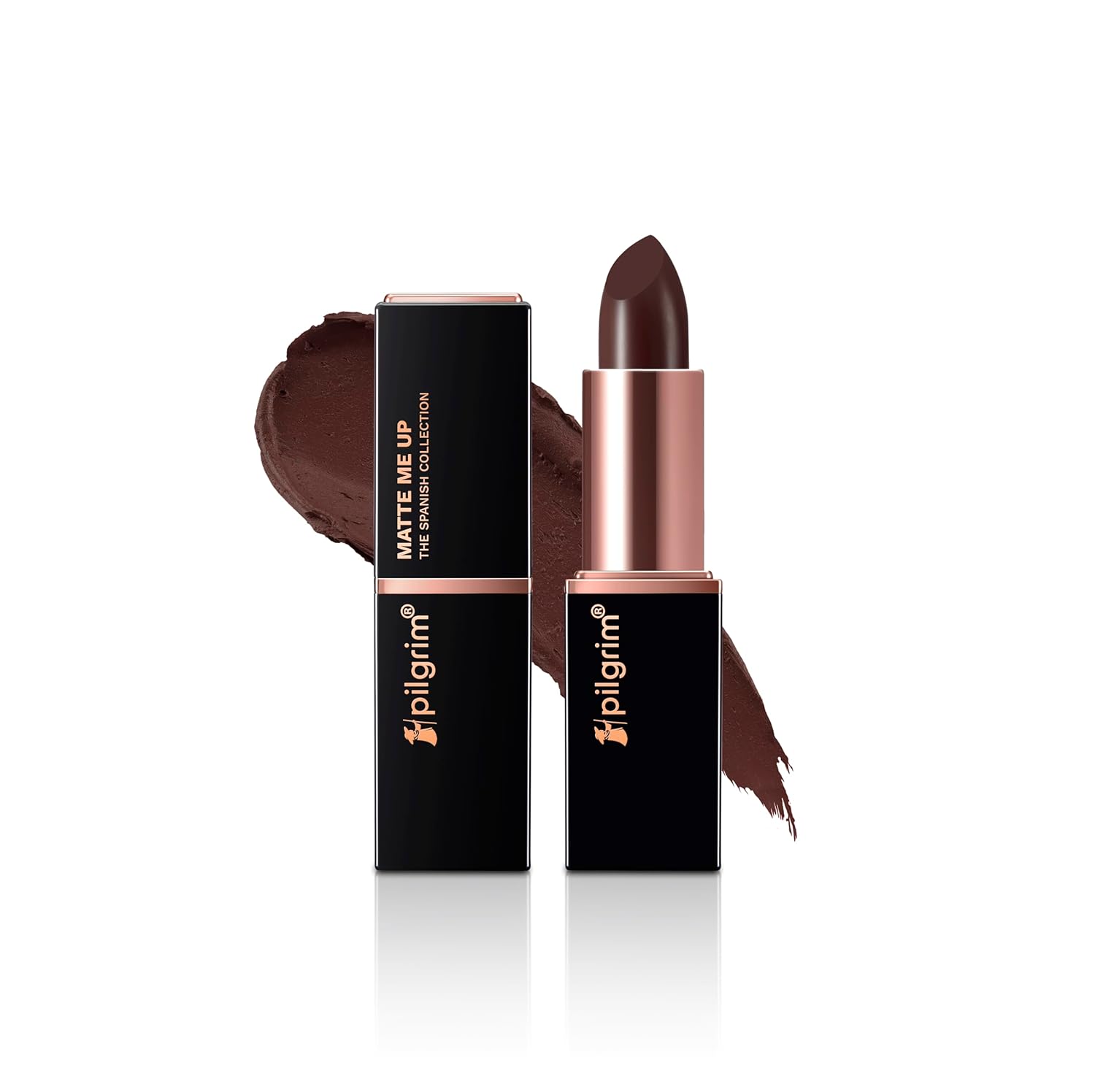 Pilgrim Matte Bullet Lipstick Pack of 1 Intense Colour Transferproof Smudgeproof Alpha Brown  -34