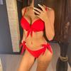 Knotted Push Up Bikini Swimsuit Female Swimwear Women Two-pieces Bikini Set With Bra Cup Bather Bathing Suit Swim KTB