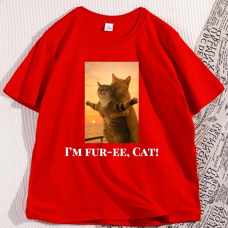 

Funny Titanic Cat TShirt Funny Cotton Short Sleeve Graphic Tee Casual Round Neck Tshirt Male Clothes Streetwear Y2k Tops S