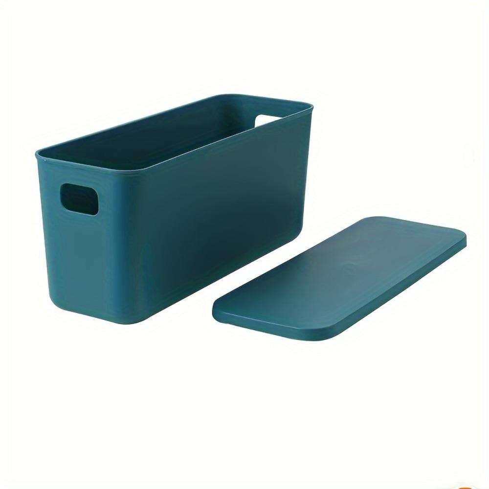 

With Lid Storage Basket Narrow Long Sandwich Storage Storage Box Underwear Storage Plastic Material Desktop Box Living Room синий