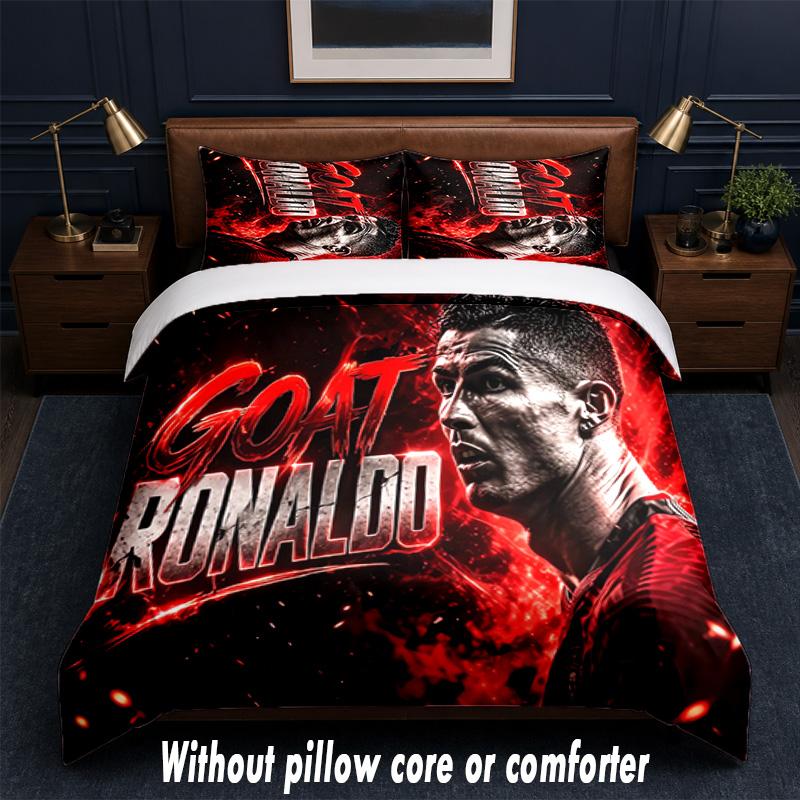 Set Biancheria da Letto Design Cristiano Ronaldo 1 Copripiumino + 2 Federe Morbido Traspirante Biancheria da Letto per la Casa
