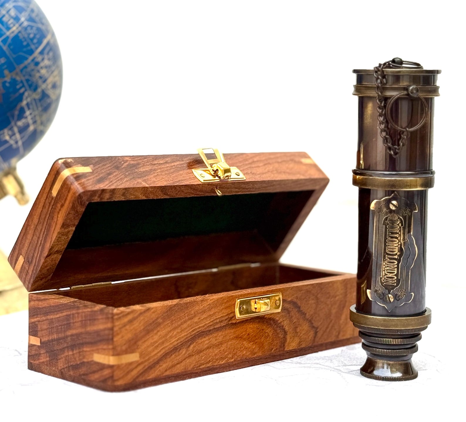 Engraved Brass Telescope – Functional Pirate Spyglass Gift for Anniversary & Father’s Day